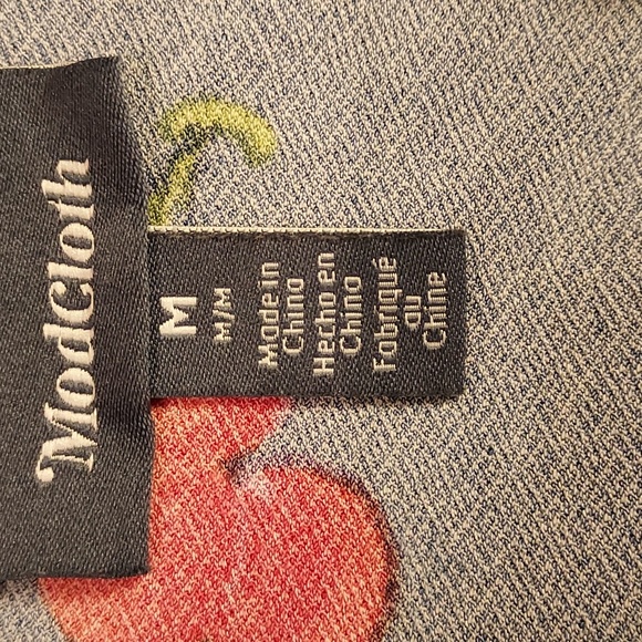 ModCloth Blue & Red Cherry Print Tie-Strap Smocked Back Mini Dress Size M - Picture 7 of 9